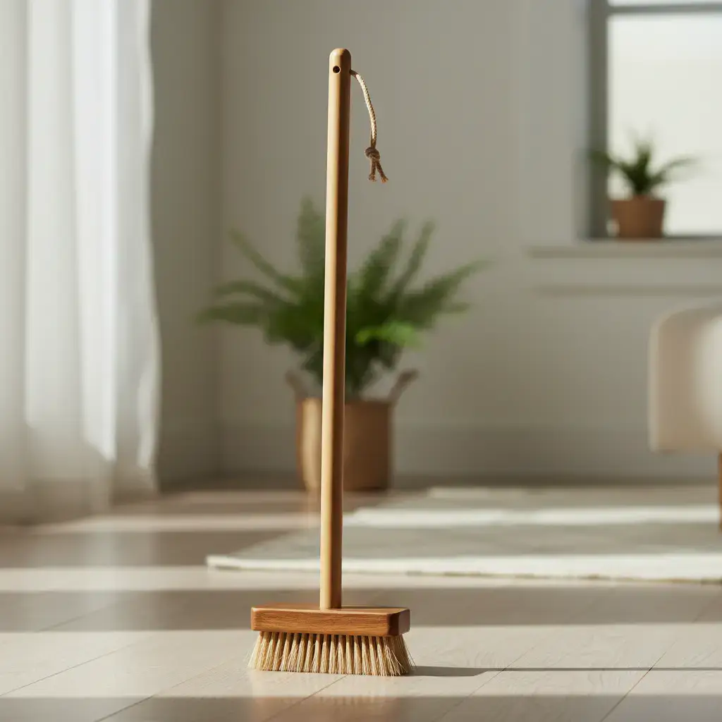 Bamboo floor scrubber